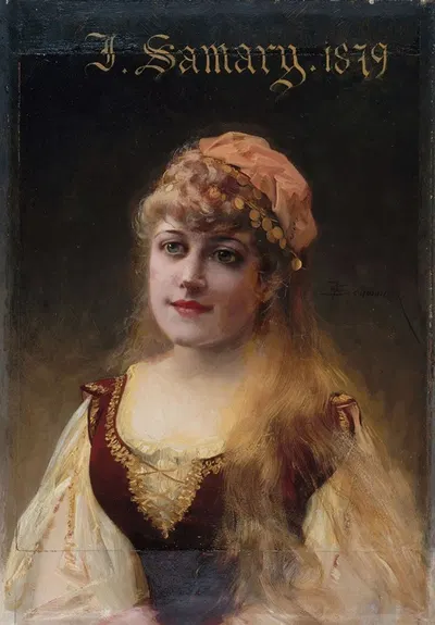 Портрет Жанны Самари (1857-1890), члена Комедии-Франсез by Франсуа Шоммер, 1857-1890 — digital art print download
