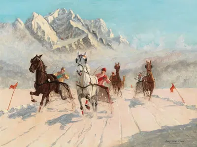 Скачки на Эйбзее с Цугшпице на заднем плане by Франц Хиенл-Мерре — digital art print download