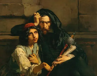 Portrait of Luís de Camões and His Leader by Gustaf Wappers, 1855 — digital art print download