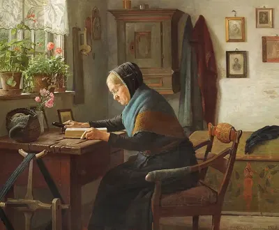 Карен Мария читает свою Библию by Густав Вермерен, 1926 — digital art print download