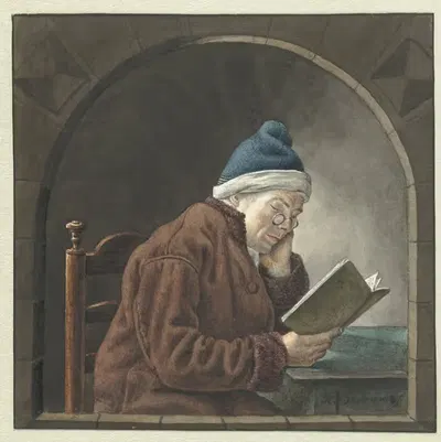 Читающий человек by Хендрик Ян ван Амером, 1786 - 1833 — digital art print download