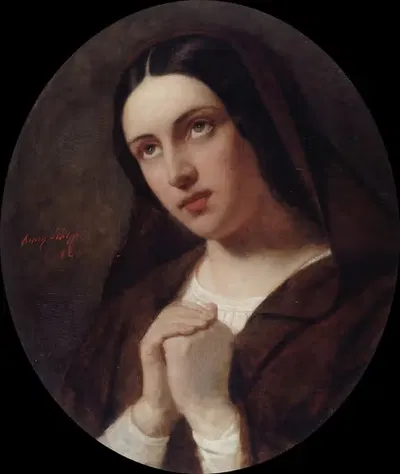 Молодая женщина в молитве by Хендрик Шеффер, 1860 — digital art print download