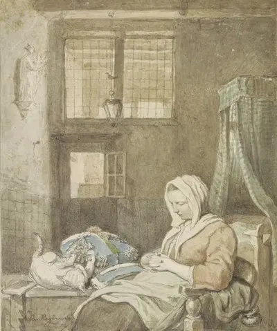 Спящая кружевница by Игнатий Иосифус Ван Регенмортер, 1795 - 1873 — digital art print download