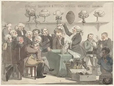 Мужчины, примеряющие парики by Якоб Смиес, 1800 - 1805 — digital art print download