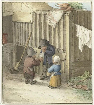 Три ребенка, играющие с свиным пузырем by Жан Бернар, 1775 - 1833 — digital art print download