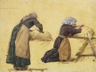 Две женщины стригут овец. Этюд by Йоаким Сковгорд, 1877 — digital art print download