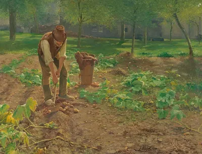 The Potato Harvest by Josef Kinzel, 1902 — digital art print download