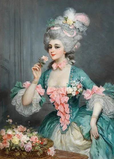 An Elegant Lady with Roses by Lucius Rossi — digital art print download