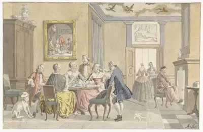 Интерьер с чаепитием by Николай Аартман, 1723 - 1760 — digital art print download