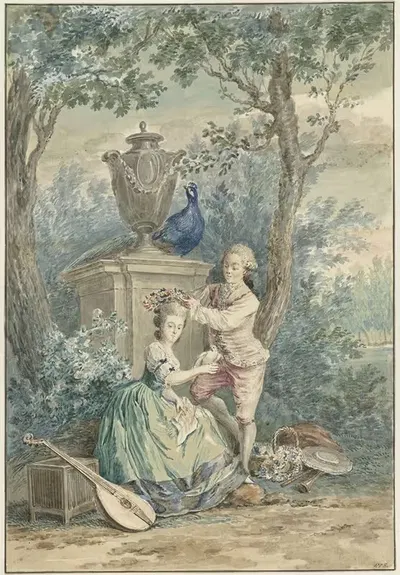 Элегантная пара в парке by Николаес Муйс, 1750 - 1808 — digital art print download