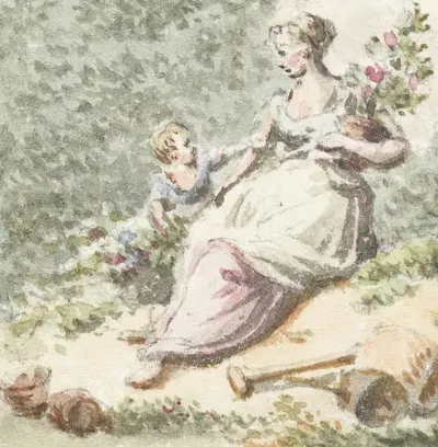 Мать с ребенком в саду by Питер Бартоломеус Барбиерс, 1782 - 1837 — digital art print download