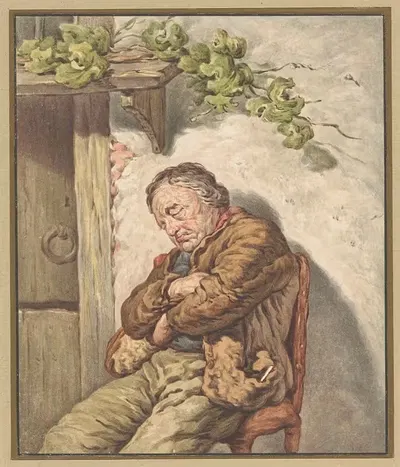 Лу, помощник пекаря, уснувший у дома на солнечном свете by Питер Кристоффель Вондер, 1790 - 1852 — digital art print download