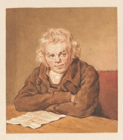 Portret van Lourens van Schaick, zittend lezend aan tafe by Pieter Christoffel Wonder, 1790 - 1852 — digital art print…