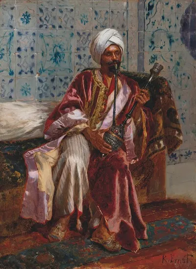 Arab smoking a nargilah by Rudolf Ernst — digital art print download