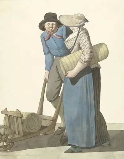 Женщина рядом с мужчиной с тачкой by В. Бартолтс, 1700 - 1800 — digital art print download