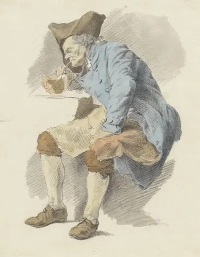 Сидящий мужчина закуривает трубку by Вутерус Мол, 1795 - 1857 — digital art print download