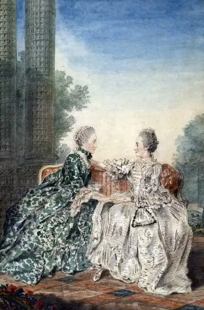 Мадам де Брежет и мадам д'Alençon by Луи Карроджис Кармон텔, 1760 — digital art print download