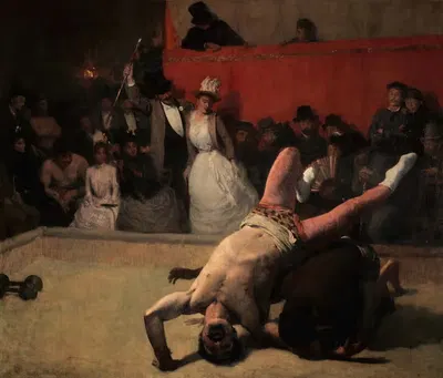 Les lutteurs – scène de la foire de Neuilly by Carl Ernst von Stetten, 1889 — digital art print download