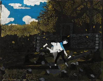 Авраам Линкольн и его отец строят свою хижину на Пиджин-Крик by Хорас Пиппин, c. 1934 — digital art print download