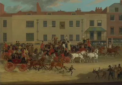 North Country Mails at the Peacock, Islington by James Pollard, 1821 — digital art print download