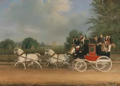 The London-Faringdon Coach passing Buckland House, Berkshire by James Pollard, 1835 — digital art print download