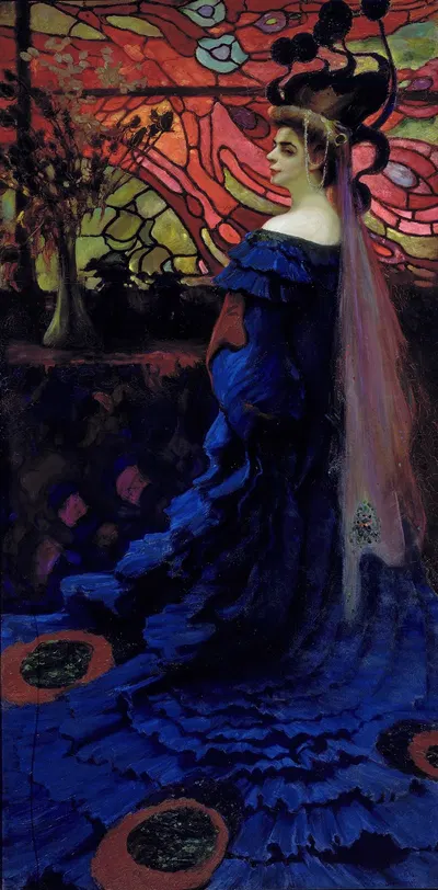 Peacock – portrait of Zofia Borucińska née Jakimowicz by Kazimierz Stabrowski, 1908 — digital art print download