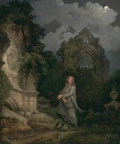 Философ на лунном кладбище by Филип Джеймс де Лутербург, 1790 — digital art print download