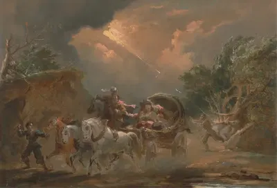 Дилижанс в грозу by Филип Джеймс де Лутербург, 1795 — digital art print download