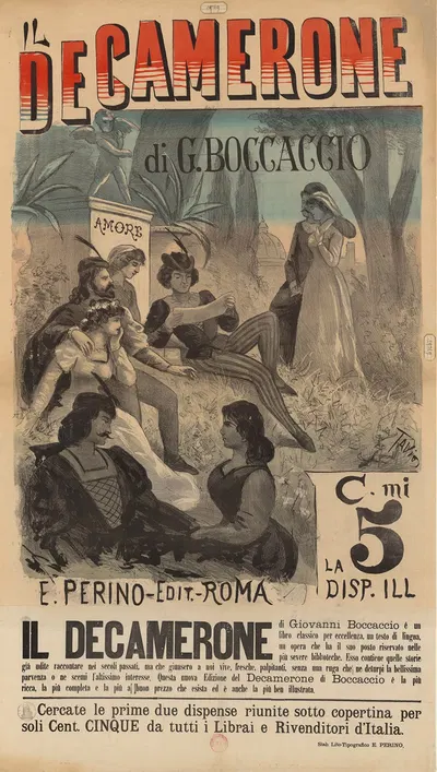 Il Decamerone di G. Boccaccio by Ottavio Rodella Tavio, 1890 — digital art print download