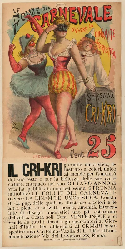 Le Follie del carnevale ovvero la dinamite umoristica by Ottavio Rodella Tavio, 1893 — digital art print download