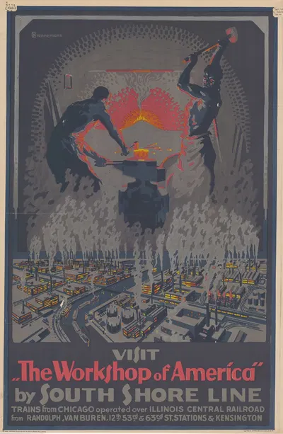 Visit the workshop of America by South Shore Line by Otto Brenneman, 1926 — digital art print download