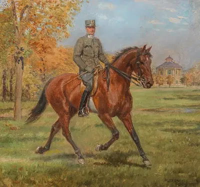 Солдат на лошади перед домом удовольствий в Пратере by Александр Пок — digital art print download