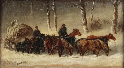 Отдых лошадей by Альфред Штайнакер — digital art print download
