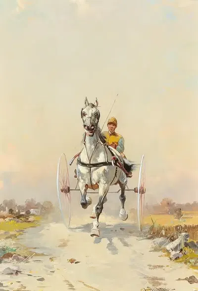 Тренирующийся всадник by Альфред Штайнакер — digital art print download