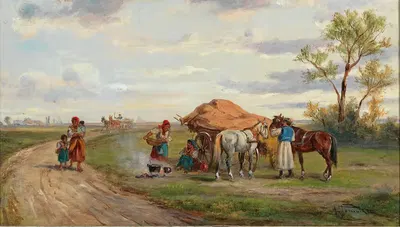 Встреча на загородной дороге by Альфред Штайнакер — digital art print download