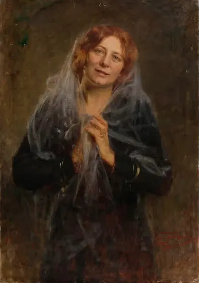 Портрет дамы с вуалью (жена художника) by Артур фон Феррарис, 1930 — digital art print download
