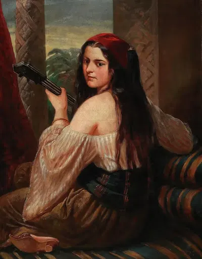 Игрок на лютне by Карл Адольф Гугель, 1859 — digital art print download