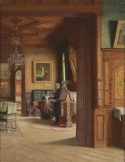 Карл Пробст с женой Гизелой за пианино by Карл Пробст, 1920 — digital art print download