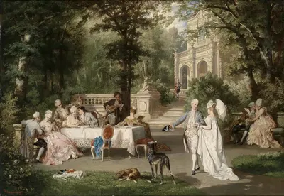 Галантное общество в Schlosspark by Карл Швенингер-младший — digital art print download