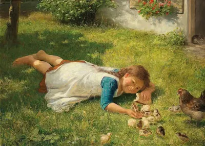 Spiel mit den Küken by Carl von Bergen, 1912 — digital art print download