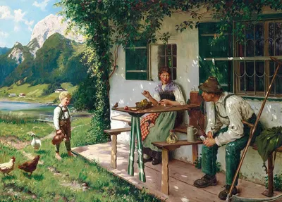 Ein Sommertag vor dem Haus by Emil Rau — digital art print download