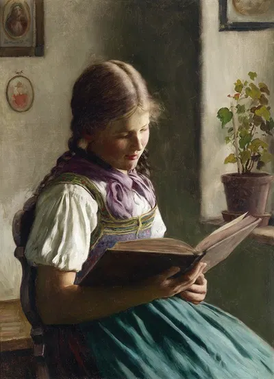 Lesendes Mädchen by Emil Rau — digital art print download
