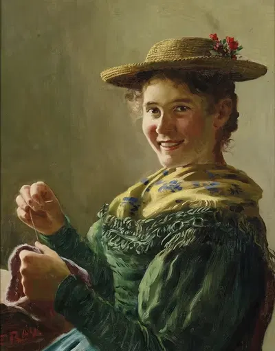 Nähendes Bauerndirndl by Emil Rau — digital art print download