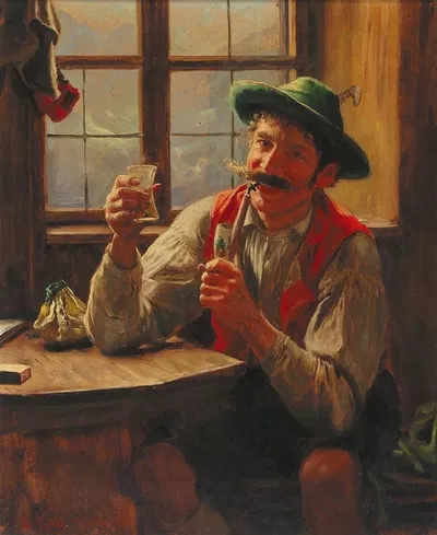 Young Farmer with Pipe by Emil Rau — digital art print download