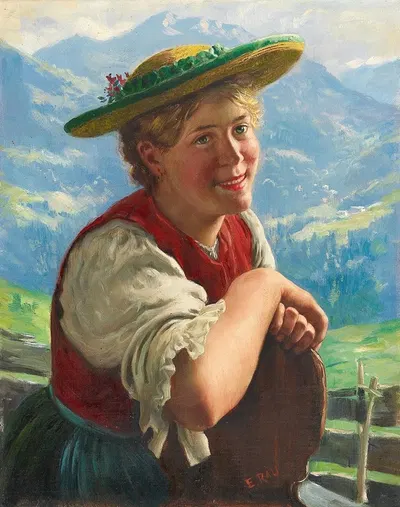 Young Lass Smiling by Emil Rau — digital art print download