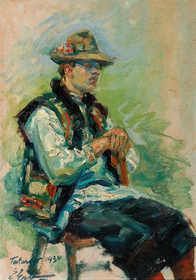 Young Farmer Seated by Erno Erb — digital art print download