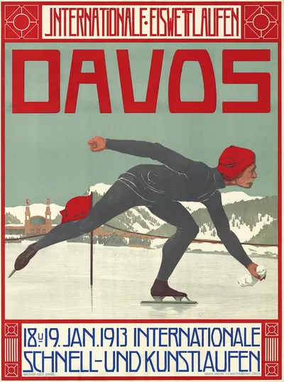 Davos – Internationale Eiswettlaufen, 18. u. 19. Januar 1913 Iinternationale Schnell- und Kunstlaufen by Walther Koch, 1913…