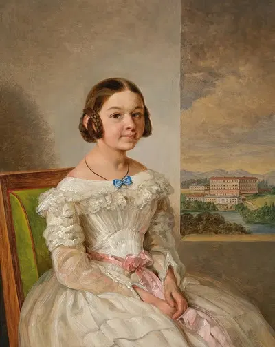 Портрет девушки by Фердинанд Кюсс, 1844 — digital art print download