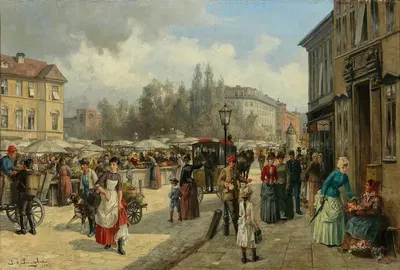 Вид на Нашмаркт в Вене by Франц фон Персоглия — digital art print download