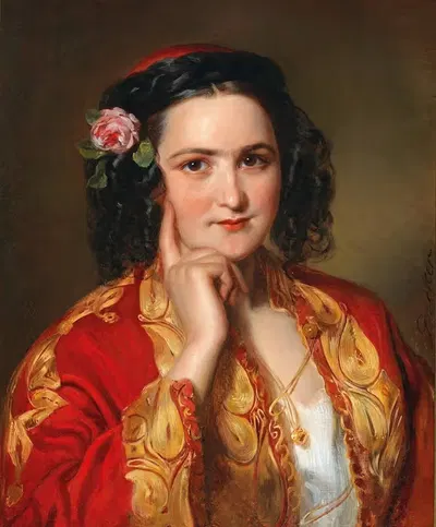 Bildnis einer jungen Frau in griechischer Tracht by Georg Decker — digital art print download